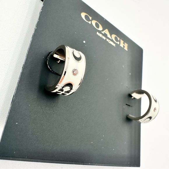 Coach Signature Enamel Huggie Earrings - Picture 3 of 4
